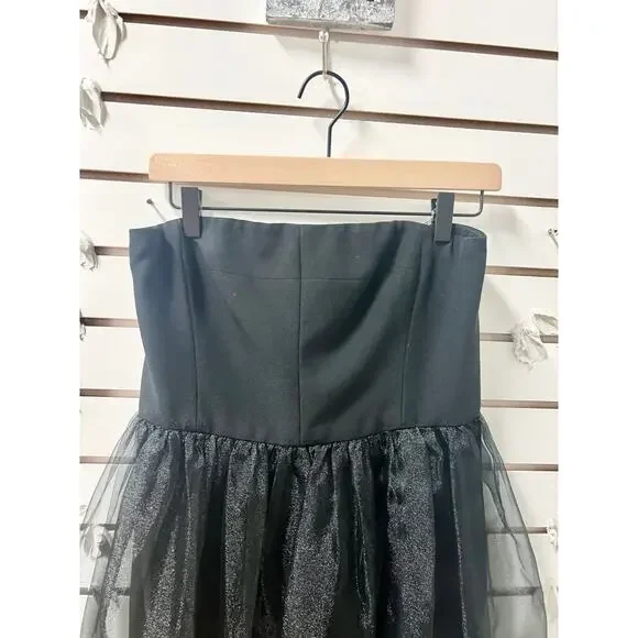 Black Halo Eve By Laurel Berman Strapless Sheer Midi Dress Black Womens Size 10